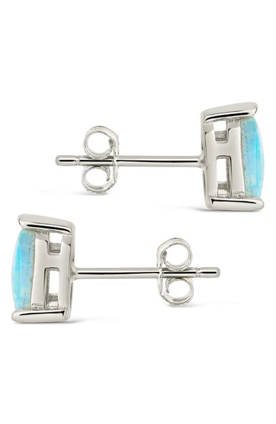 Sterling Forever Isla Created Opal Stud Earrings In Silver