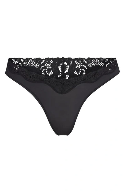 Shop Skims Fits Everybody Lace Thong In Onyx