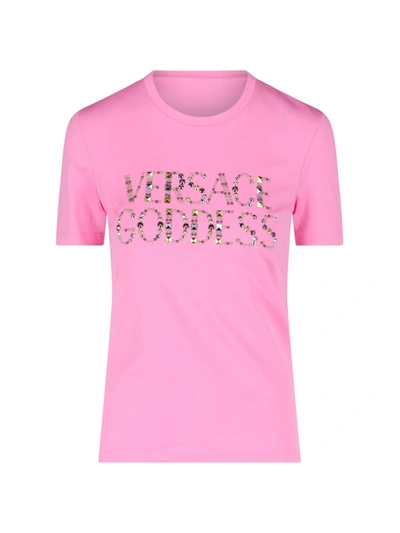 Shop Versace Logo Goddes T-shirt In Default Title