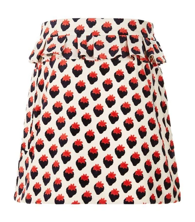 Shop Victoria Victoria Beckham Strawberry Jacquard Ruffle Skirt
