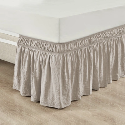 Shop Lush Decor Ruched Ruffle Elastic Easy Wrap Around Bed Skirt In Beige