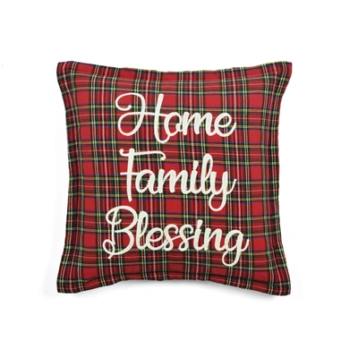 Shop Lush Decor Home Family Blessing Plaid Embroidery Script Decorative Pillow Cover