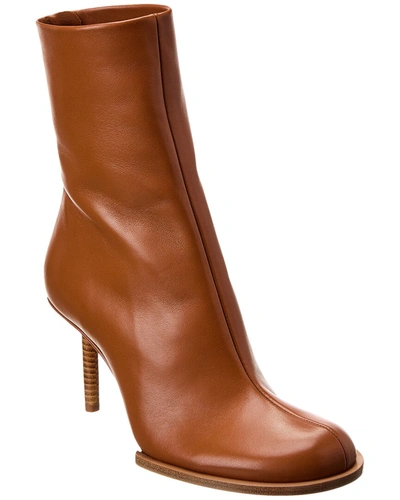 Shop Jacquemus Les Bottines Rond Carre Leather Ankle Boot In Brown