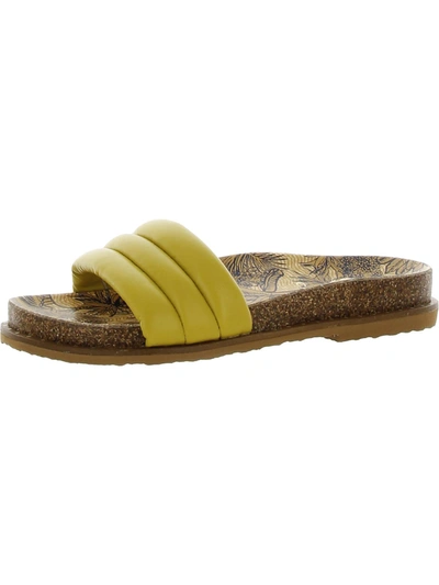 Shop Vince Camuto Kandler Womens Leather Slip On Slides In Yellow