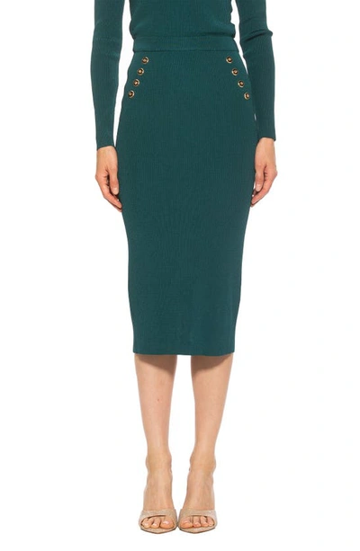 Shop Alexia Admor Ocean Ribbed Midi Skirt In Emerald