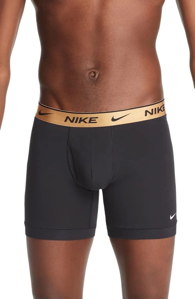 Shop Nike Dri-fit Essential Assorted 3-pack Stretch Cotton Boxer Briefs In Black Multi Metal
