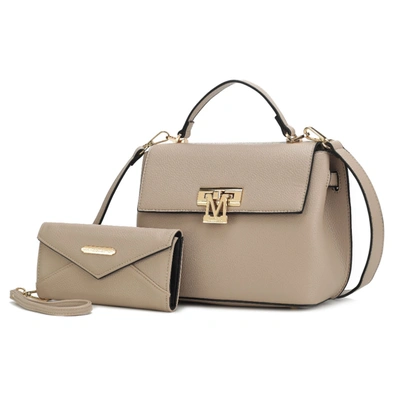 Shop Mkf Collection By Mia K Hadley Vegan Leather Women's Satchel Bag With Wristlet Wallet- 2 Pieces In Beige