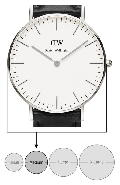 Shop Daniel Wellington 'classic Sheffield' Leather Strap Watch, 36mm In Black/ Silver