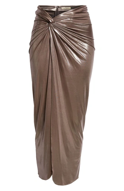Shop Lapointe Metallic Twist Detail Cover-up Sarong In Steel