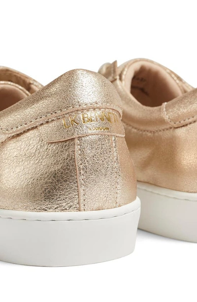 Lk Bennett Womens Gol-gold Jasper Low-top Metallic-suede Trainers In Gold