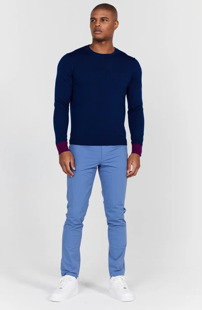 Shop Redvanly Windward Contrast Cuff Merino Wool Sweater In Navy