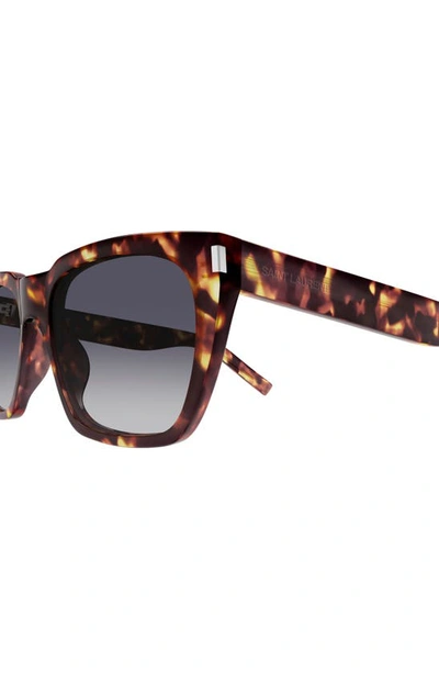 Shop Saint Laurent 56mm Rectangular Sunglasses In Havana