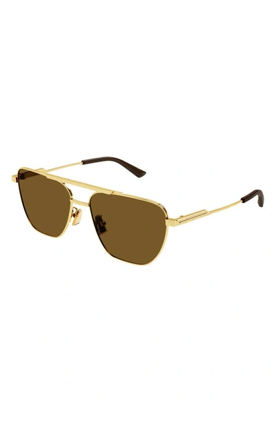 Shop Bottega Veneta 57mm Navigator Sunglasses In Gold