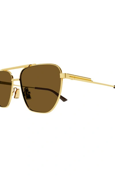 Shop Bottega Veneta 57mm Navigator Sunglasses In Gold