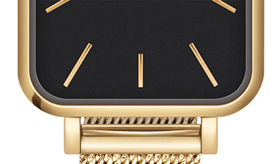 Shop Daniel Wellington Quadro Pressed Evergold Mesh Bracelet Watch, 20mm X 26mm In Gold/black