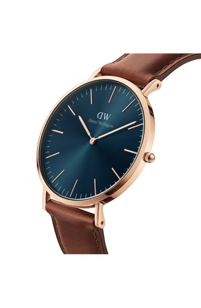 Shop Daniel Wellington Classic St. Mawes Leather Strap Watch, 40mm In Rose_gold