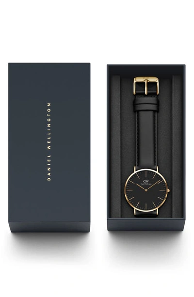 Shop Daniel Wellington Classic Sheffield Leather Strap Watch, 40mm In Gold