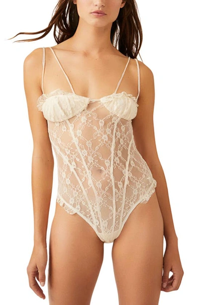 Shop Free People If You Dare Lace Bodysuit In Blanchette