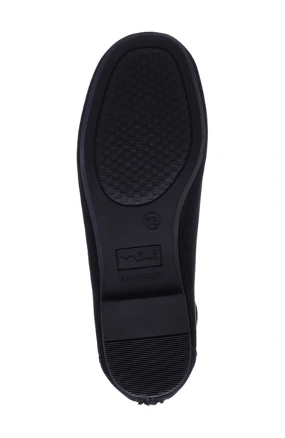 Nina Marissa Cross Strap Flat In Black Microsuede