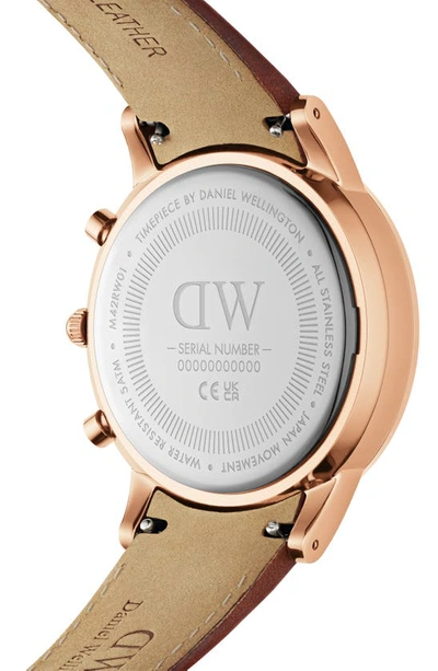 Daniel Wellington Men's Iconic Chronograph Saint Mawes Brown Leather Watch 42mm In Rose_gold