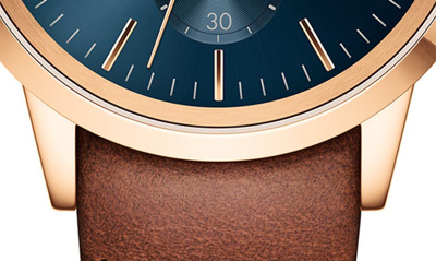 Daniel Wellington Men's Iconic Chronograph Saint Mawes Brown Leather Watch 42mm In Rose_gold