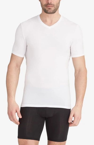 Shop Tommy John 2-pack Second Skin Stay Tucked High V-neck Undershirt In White