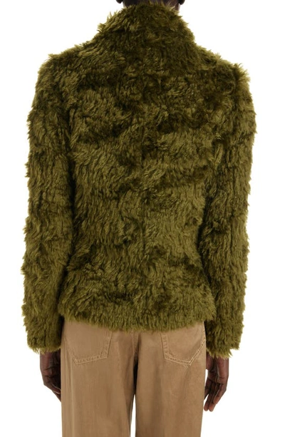Shop Dries Van Noten Vettys Faux Fur Jacket In Khaki 606