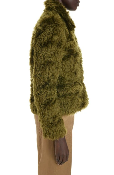 Shop Dries Van Noten Vettys Faux Fur Jacket In Khaki 606