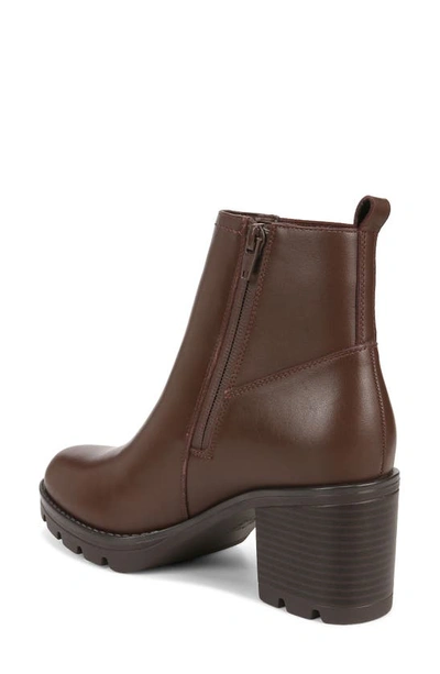 Naturalizer Verney Block Heel Waterproof Bootie In Chocolate Leather Brown