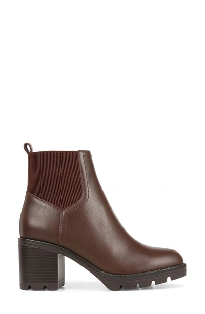Naturalizer Verney Block Heel Waterproof Bootie In Chocolate Leather Brown