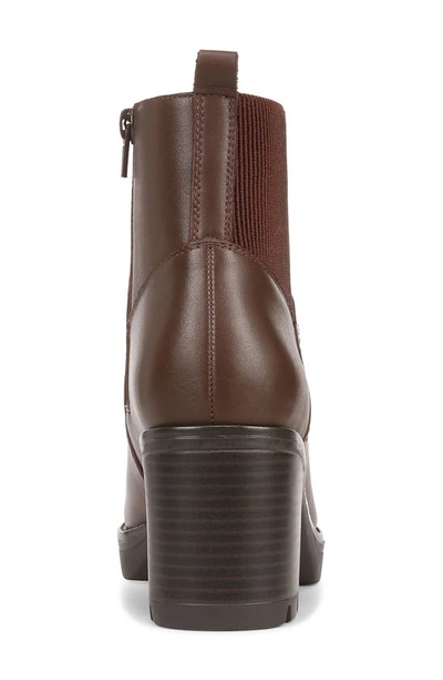 Naturalizer Verney Block Heel Waterproof Bootie In Chocolate Leather Brown