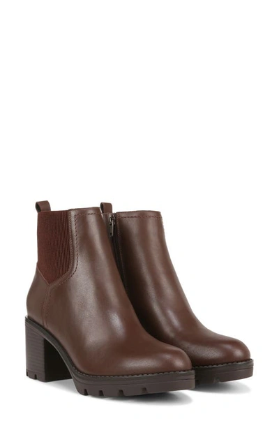 Naturalizer Verney Block Heel Waterproof Bootie In Chocolate Leather Brown