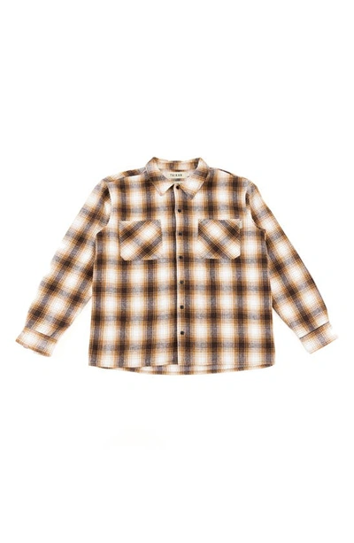 Shop Taikan Plaid Heavyweight Button-up Shirt In Brown
