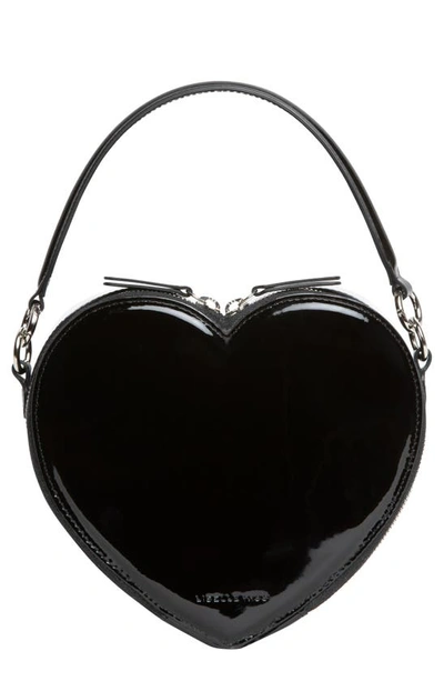 Shop Liselle Kiss Harley Faux Leather Heart Crossbody Bag In Black Glossy