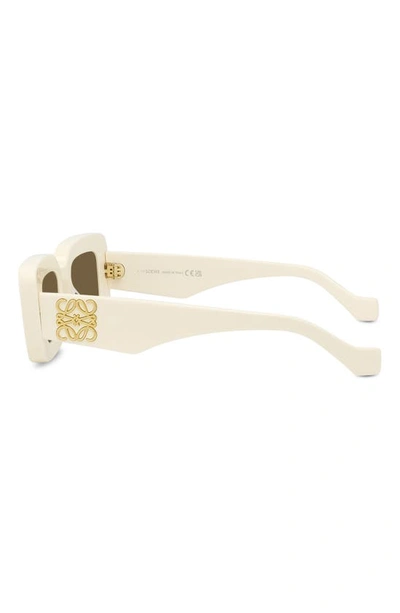Shop Loewe Chunky Anagram 46mm Rectangular Sunglasses In Ivory / Brown