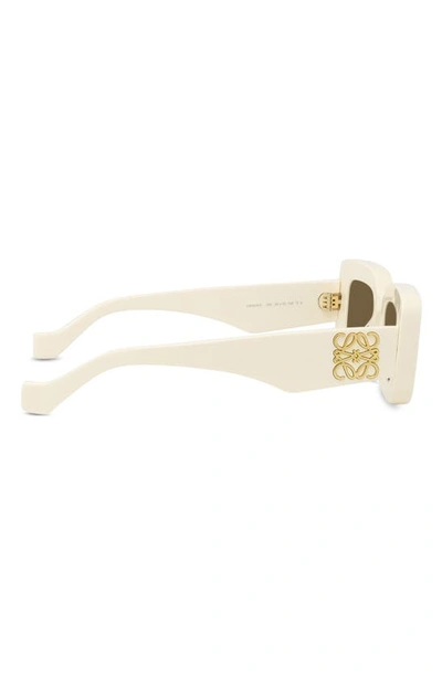 Shop Loewe Chunky Anagram 46mm Rectangular Sunglasses In Ivory / Brown