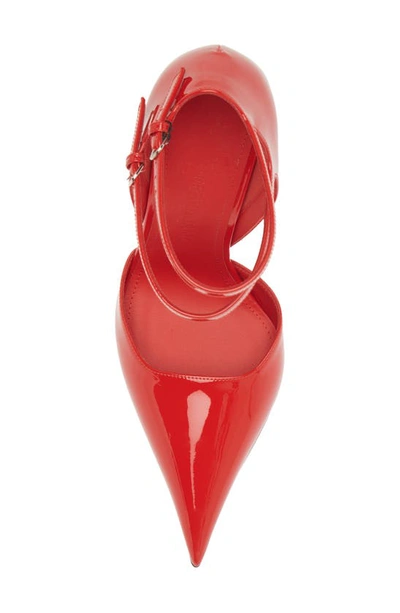 Shop Ferragamo Vidya Double Ankle Strap Pointed Toe Pump In Flame Red