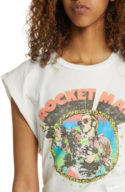 Shop Daydreamer Elton John Rocket Man Muscle Graphic T-shirt In Vintage White