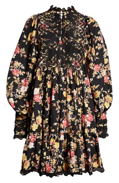 Shop Bytimo Floral Embroidered Long Sleeve Poplin Minidress In Posy