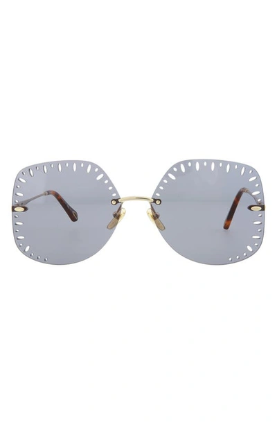 Shop Chloé 63mm Oversize Geometric Sunglasses In Gold Light Blue