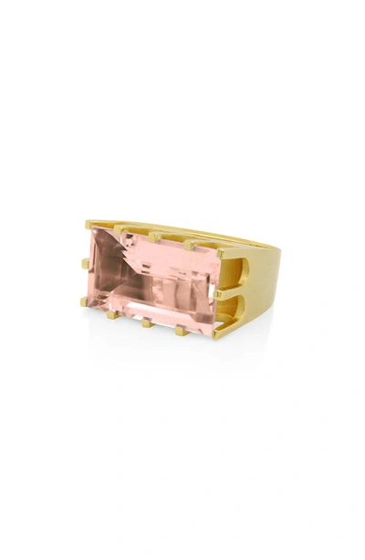 Shop Dean Davidson Baguette-cut Simulated Morganite Castle Ring In Morganite/ Gold