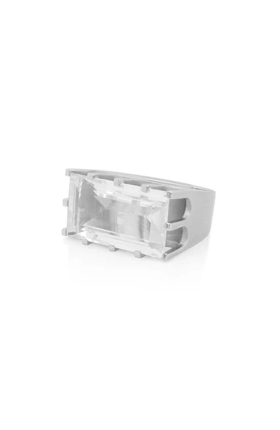 Shop Dean Davidson Baguette-cut Simulated White Topaz Castle Ring In Crystal Quartz/ Gold