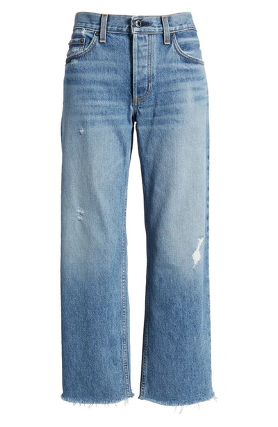 Shop Askk Ny Raw Hem Low Rise Straight Leg Jeans In Berkley