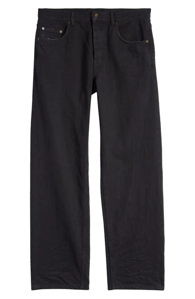 Shop Saint Laurent Distressed Extreme Baggy Wide Leg Jeans In Neo Carbon Black 3d