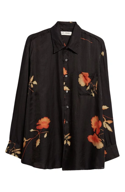 Shop Our Legacy Above Floral Print Cotton & Silk Button-up Shirt In Nocturnal Flower Print