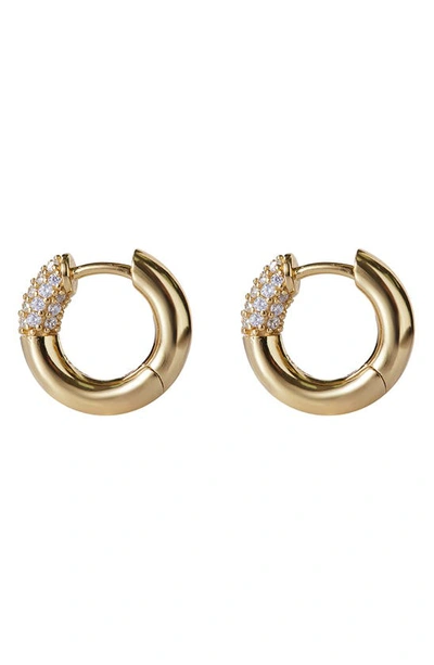 Shop Argento Vivo Sterling Silver Cubic Zirconia Pavé Huggie Hoop Earrings In Gold
