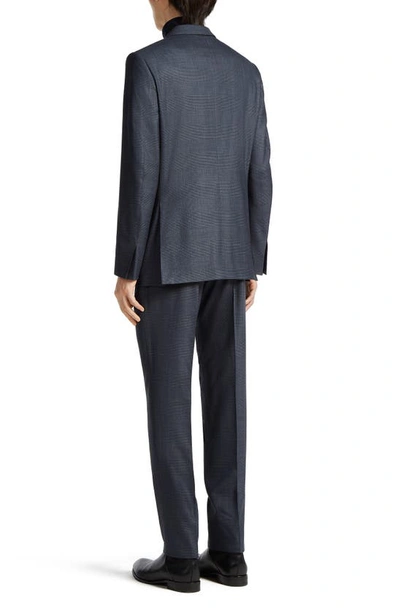 Zegna Prince Of Wales Centoventimila Wool Suit In Blue