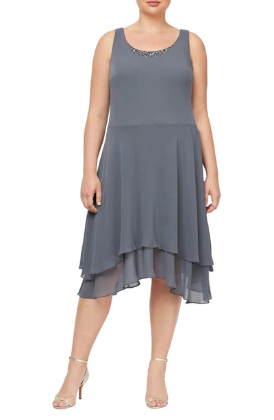 Sl Fashions Slny Beaded Detail Chiffon Dress With Jacket In Ste