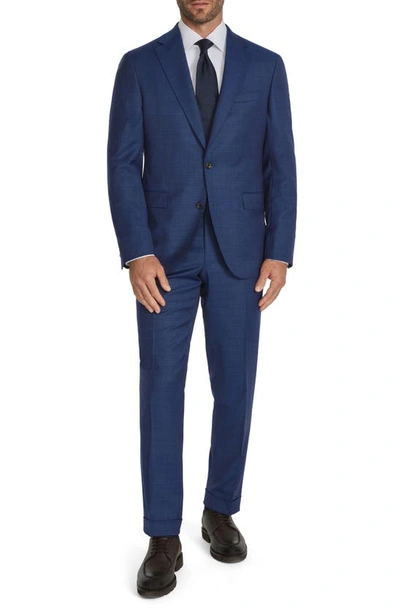 Shop Jack Victor Espirit Mixy Stretch Wool Suit In Mid Blue