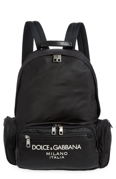 Shop Dolce & Gabbana Logo Backpack In Black/ Blac